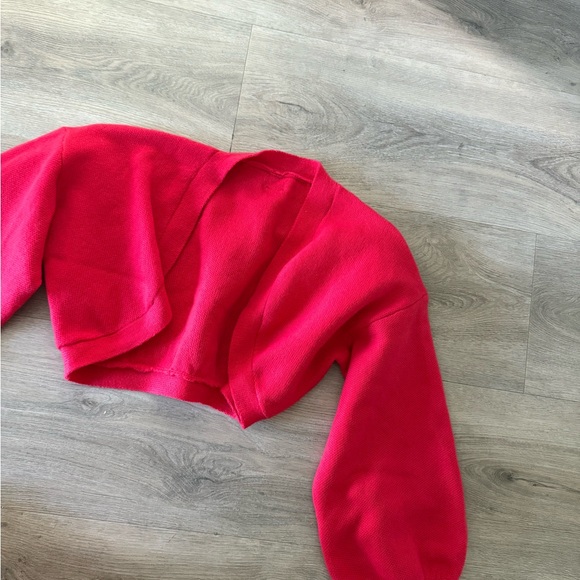 Vibrant Red Cropped Cardigan - Picture 1 of 3